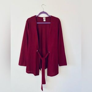 NWOT Long Sweater w/Tie. Wrapper Brand.